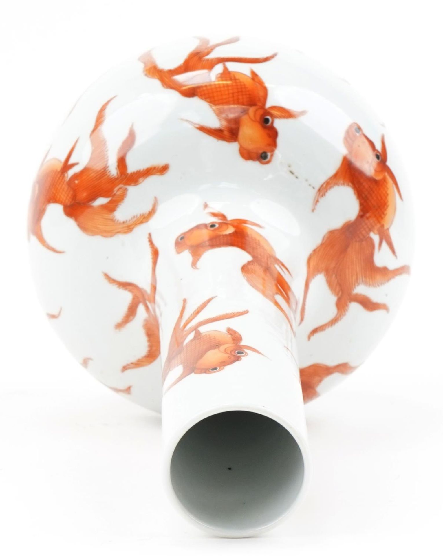 Chinese porcelain vase hand painted in iron red with goldfish, 36cm high : For further information - Bild 5 aus 6