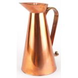 Sam Fanaroff, Arts & Crafts style copper and brass jug impressed SF 1988 to the base, 29.5cm