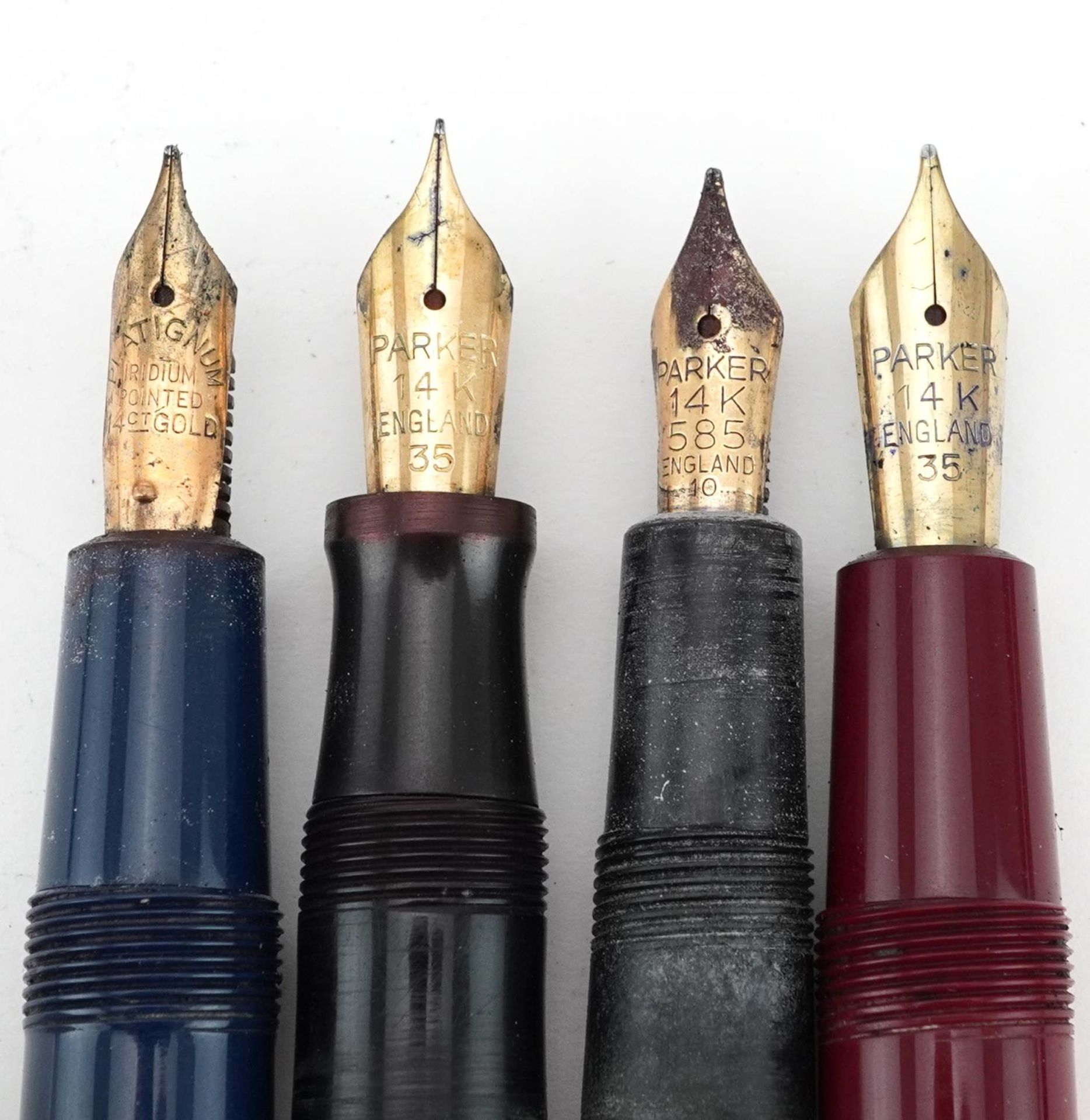 Seven vintage Parker fountain pens, some with gold nibs, one with box, including Duofold, Senior - Image 4 of 4