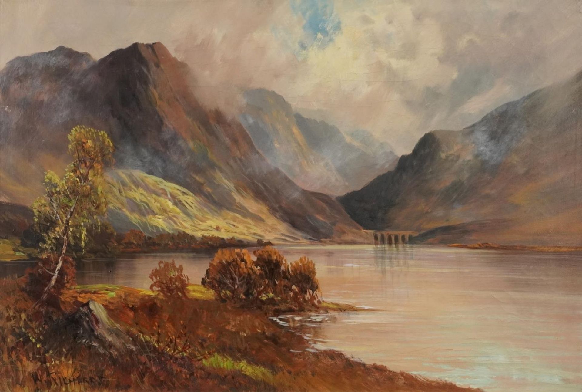 Glen Ogle and Dunkeld, Pair of 19th century Scottish school oil on canvases, indistinctly signed, - Image 8 of 13