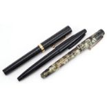 Three vintage and later fountain pens including green marbleised Summit with 14ct gold nib and