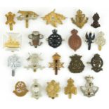 Military interest cap badges including Queen's Own Oxfordshire Hussars, Queen's Own Yeomanry and