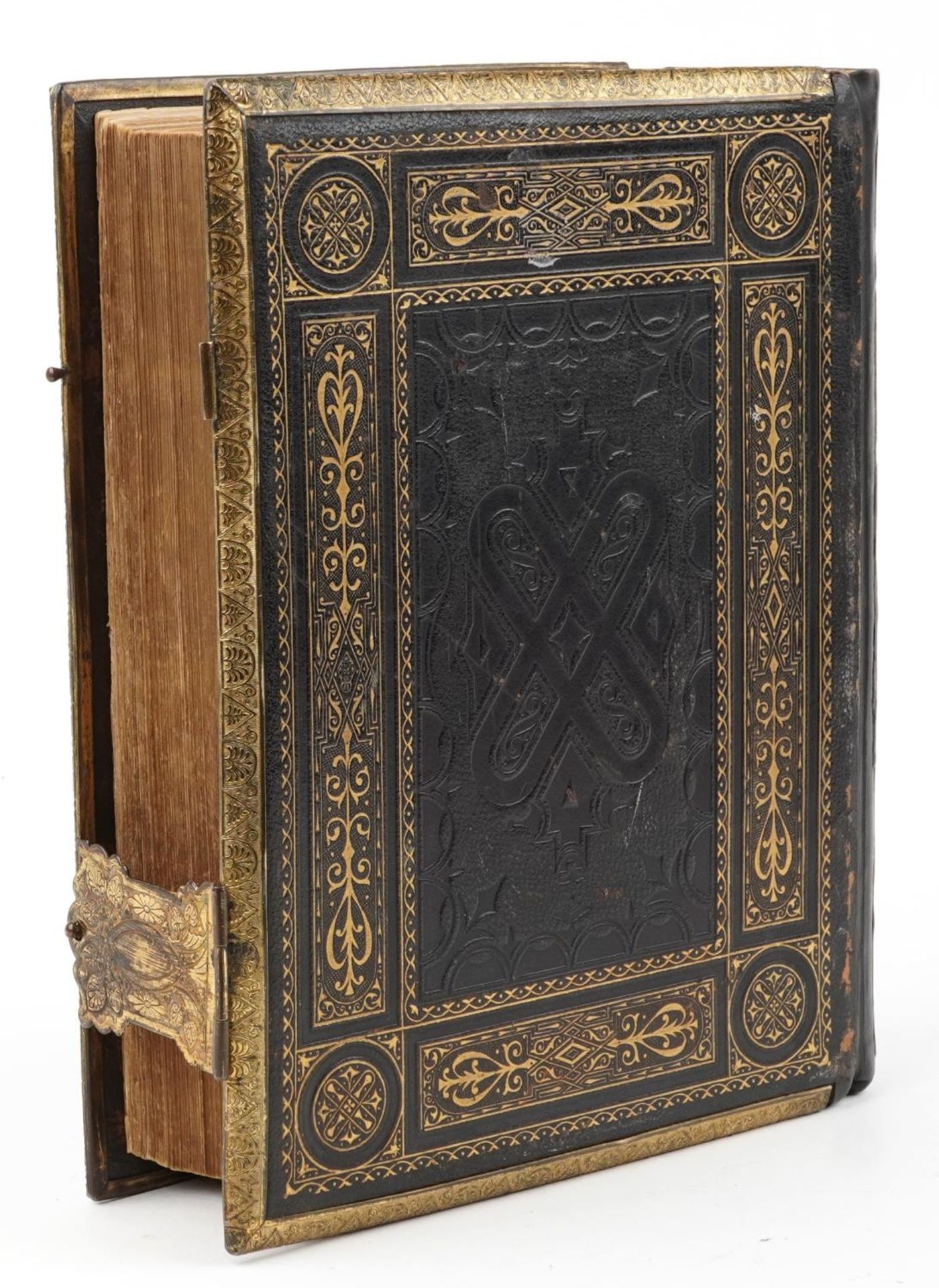 Victorian leather bound Holy Bible with coloured plates : For further information on this lot please - Image 6 of 6