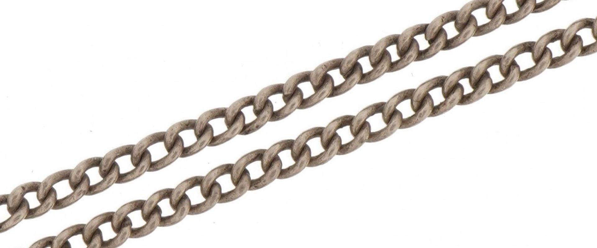 Silver Longuard watch chain with dog clip clasp, 75cm in length, 19.8g : For further information