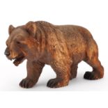 Black Forest carved wood bear, 21.5cm in length : For further information on this lot please visit