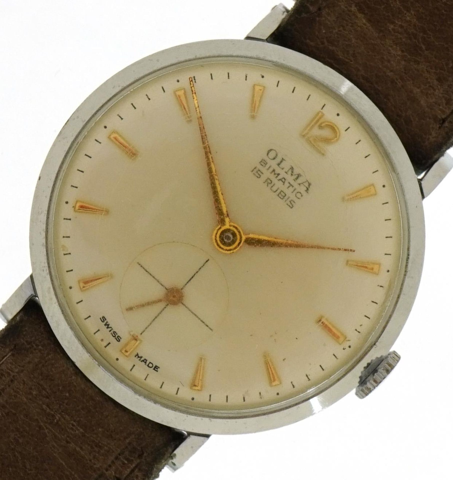 Olma, gentlemen's Olma Bimatic manual wristwatch with subsidiary dial, the case numbered 4354, 31.