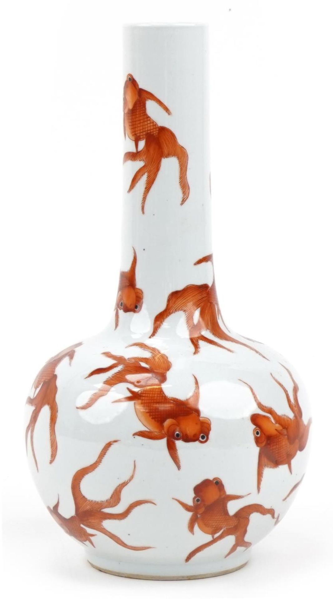 Chinese porcelain vase hand painted in iron red with goldfish, 36cm high : For further information - Bild 2 aus 6