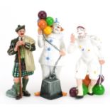 Three Royal Doulton figures comprising Balloon Clown HN2894, Joker HN2252 and The Laird HN2361,