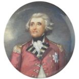 After Sir Joshua Reynolds - Lord Heathfield of Gibraltar, oval hand painted portrait miniature