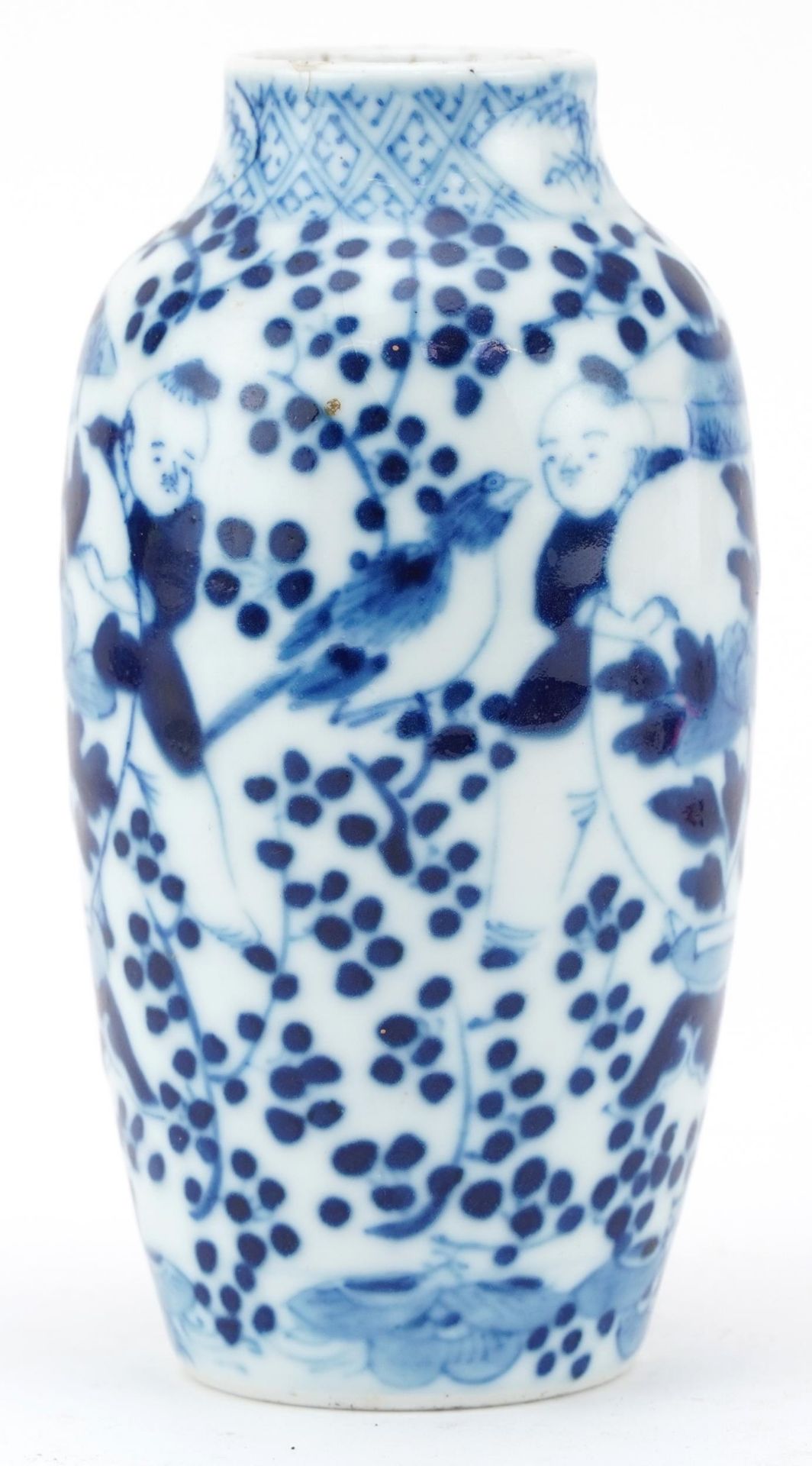 Chinese porcelain blue and white porcelain vase hand painted with children and flowers, four - Bild 4 aus 6