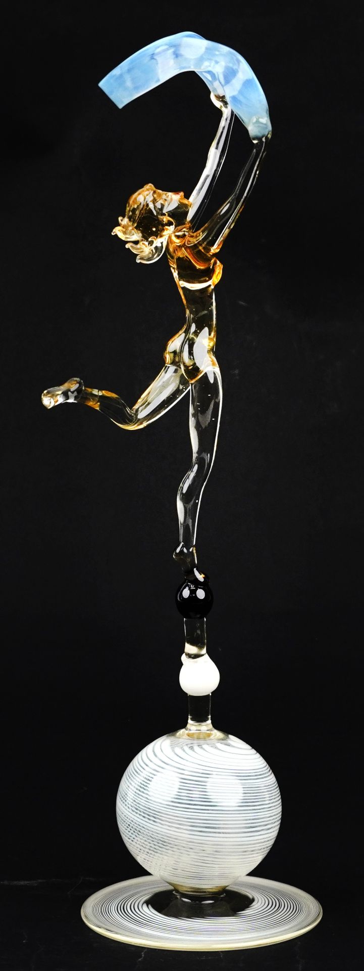 Istvan Komaromy, Art Deco style lamp blown glass figure of a nude female, 34cm high : For further - Image 2 of 3