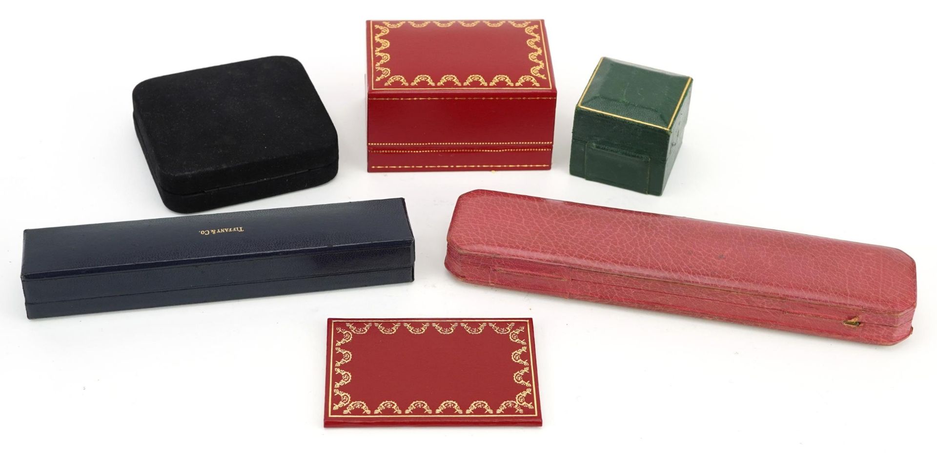 Five antique and later jeweller's boxes comprising Les Must de Cartier wristwatch box, - Image 3 of 3