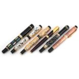 Six Chinese Jinhao fountain pens including three dragon examples : For further information on this