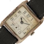 Garrard, Art Deco gentlemen's silver manual wristwatch with subsidiary dial, the case numbered