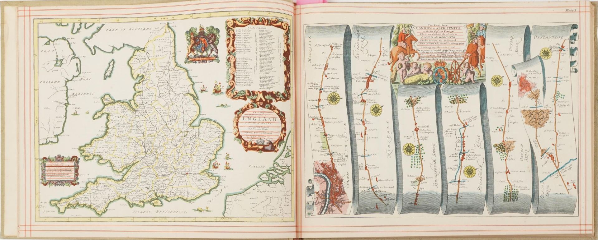 Britannia, volume 1 The First Illustration of the Kingdom of England by John Ogilby with coloured - Image 3 of 7