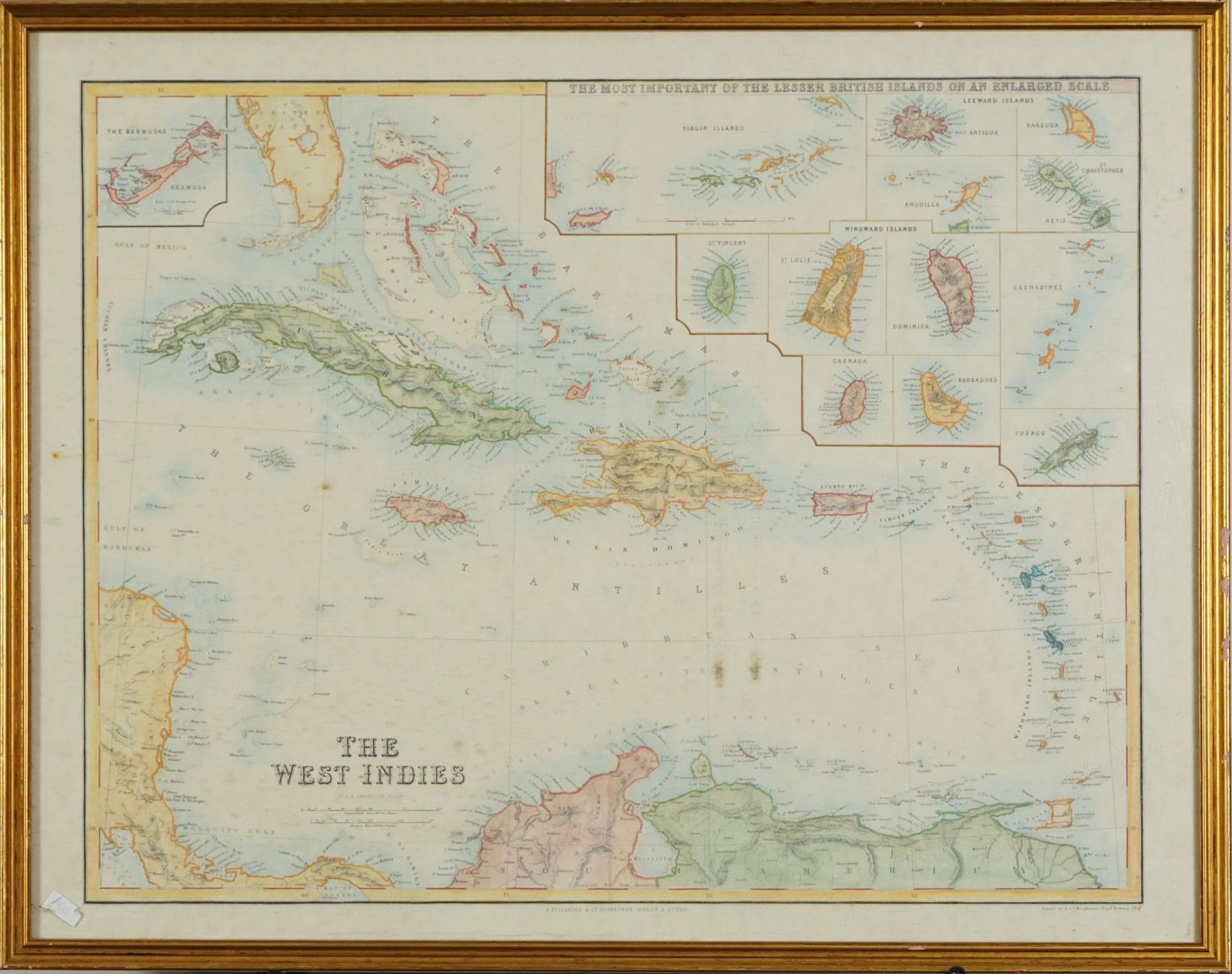 Two antique hand coloured maps comprising The West Indies by G H Swanston and a French example - Image 6 of 7