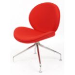 Occe Design, contemporary red upholstered giggle bucket seat with chromed base, 82cm high : For