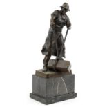 After Schmide-Hofer, Steelworker, classical patinated bronze figure raised on a rectangular block