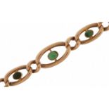 9ct rose gold cabochon turquoise bracelet, 21cm in length, 11.8g : For further information on this