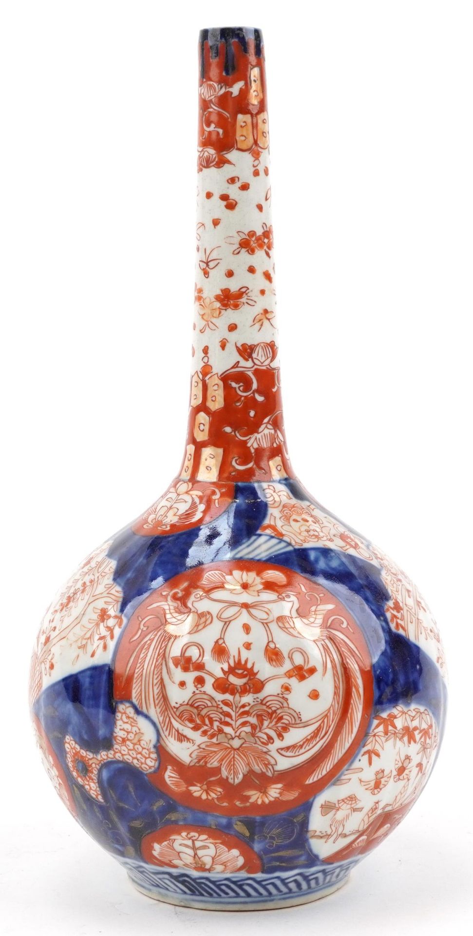 Japanese Imari porcelain vase hand painted with birds and flowers, 30.5cm high : For further