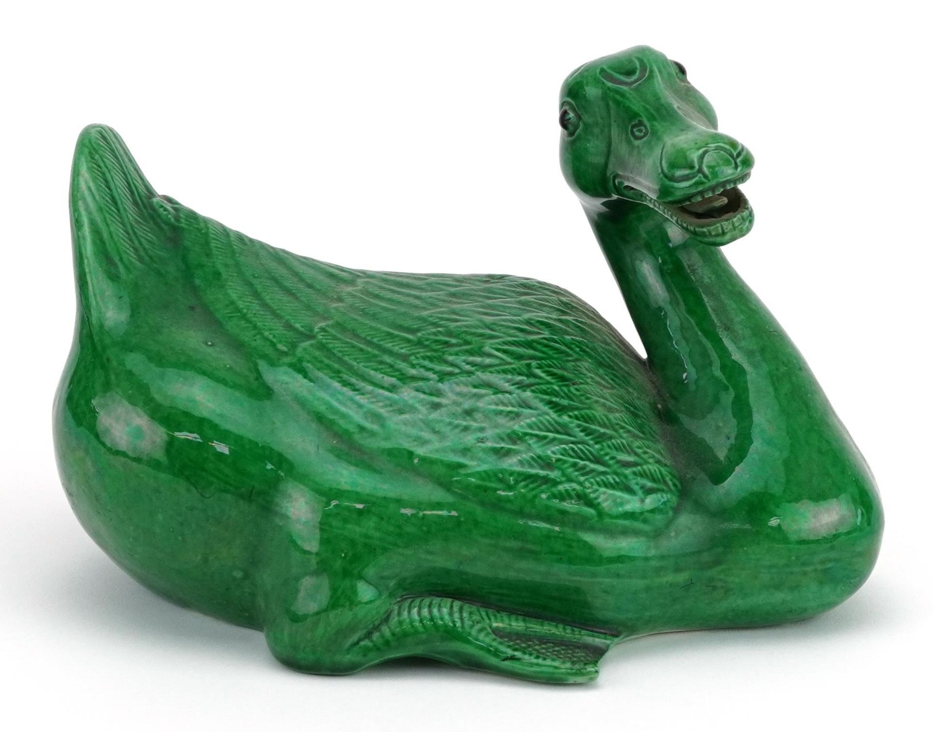 Chinese porcelain Mandarin duck having a green glaze, 18cm in length : For further information on - Bild 2 aus 7