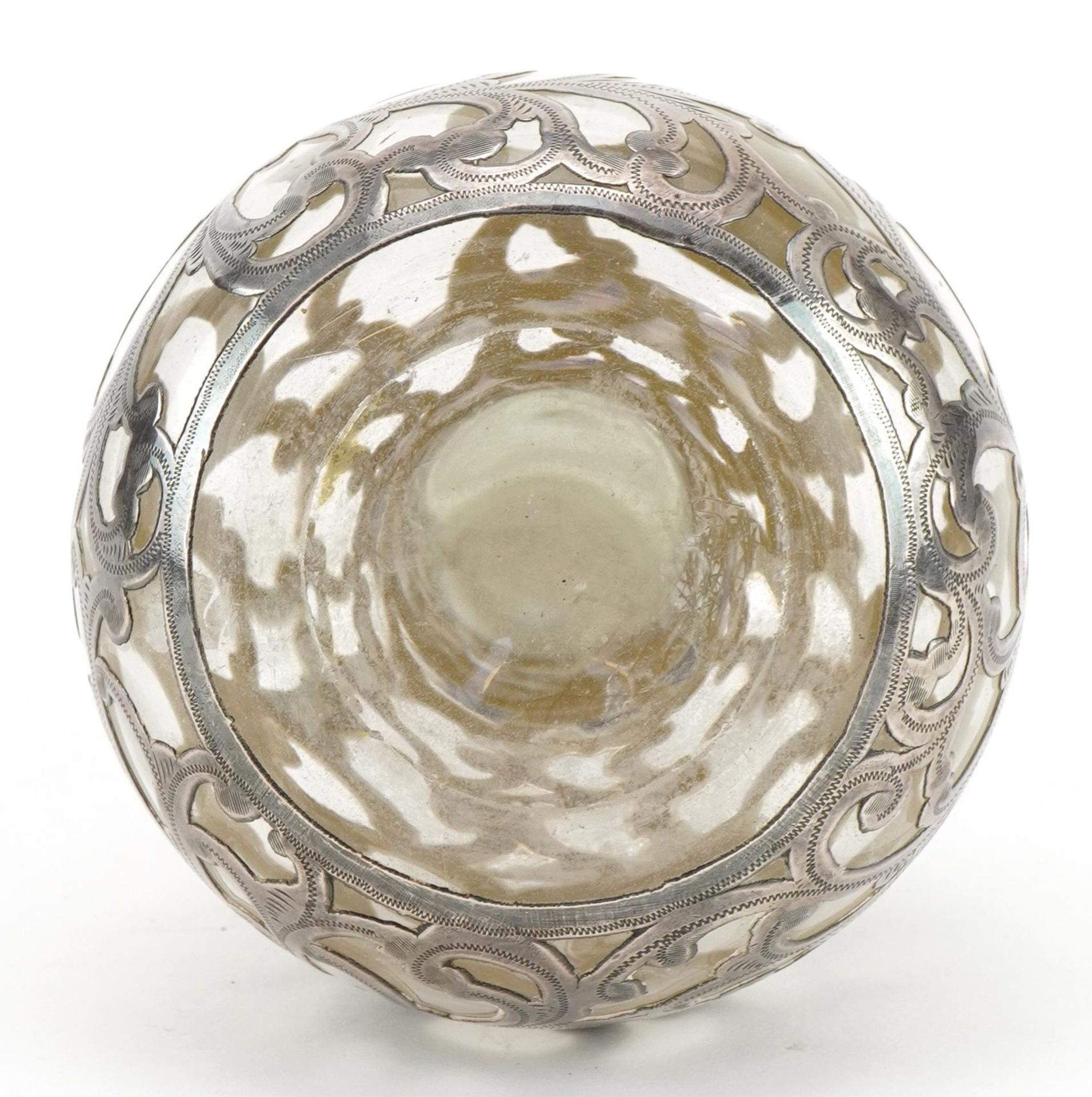 Silver overlaid glass scent bottle with stopper, 17cm high : For further information on this lot - Image 3 of 4