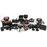 Vintage and later cameras, lenses and accessories including Prinzflex Super TTL, Optomax 80mm-
