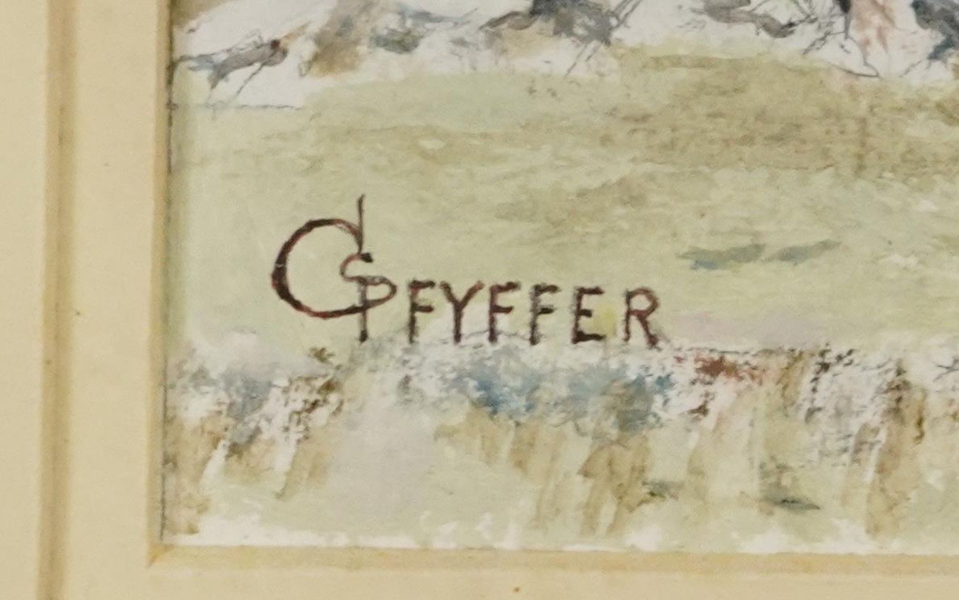 Gordon Pfyffer - Egyptian taxis, Luxor, mixed media, inscribed Gallery label verso, mounted, - Image 3 of 5