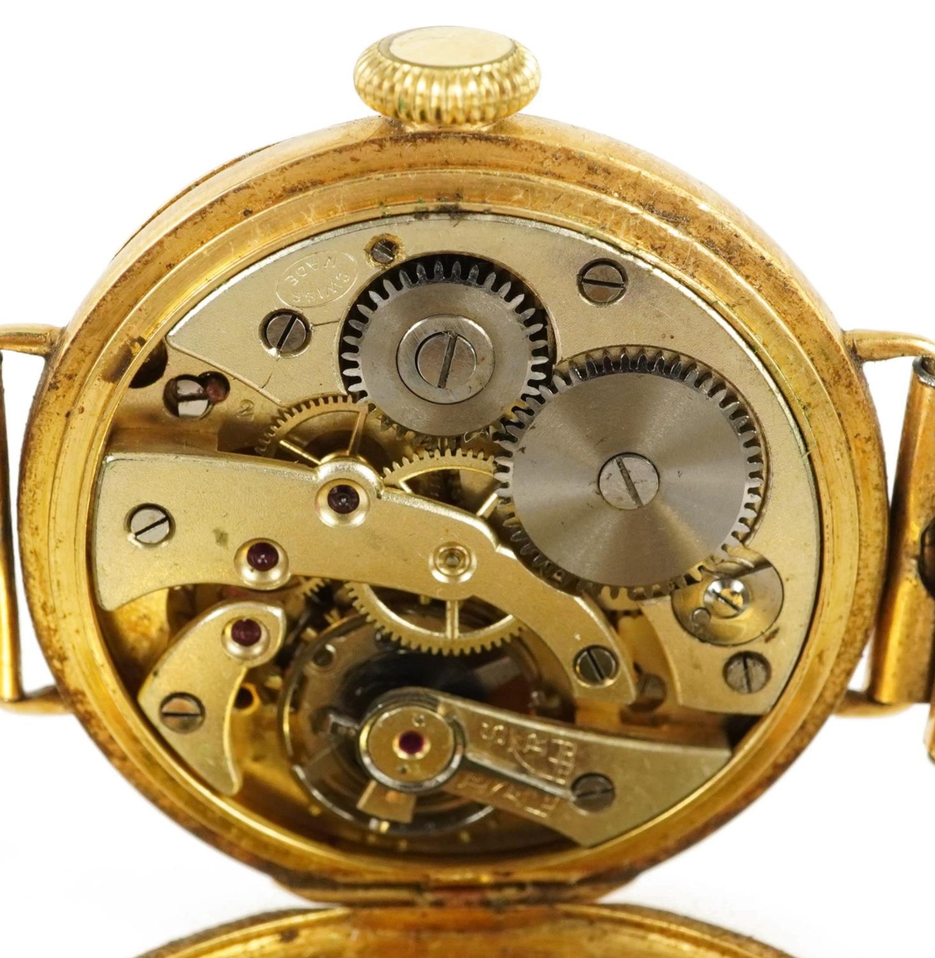 18ct gold gentlemen's manual trench type wristwatch with subsidiary dial retailed by Hicklenton, - Image 4 of 6