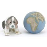 Lladro model of the world together with a puppy dog, the largest 10cm high : For further information