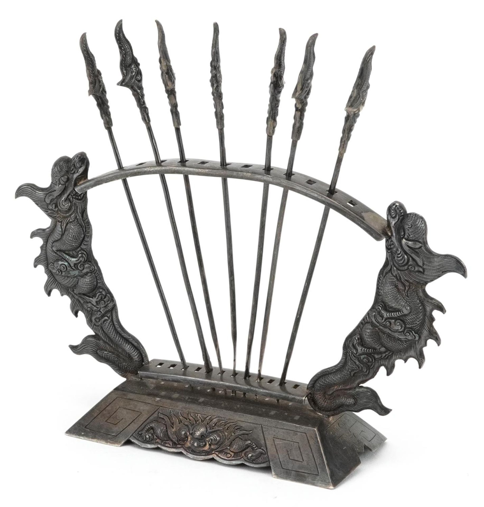 Vietnamese silver dragon cocktail stand, 12cm high x 13cm wide, 89.0g : For further information on