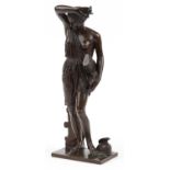 Ferdinand Barbedienne, 19th century Grand Tour patinated bronze statuette of Diana with foundry