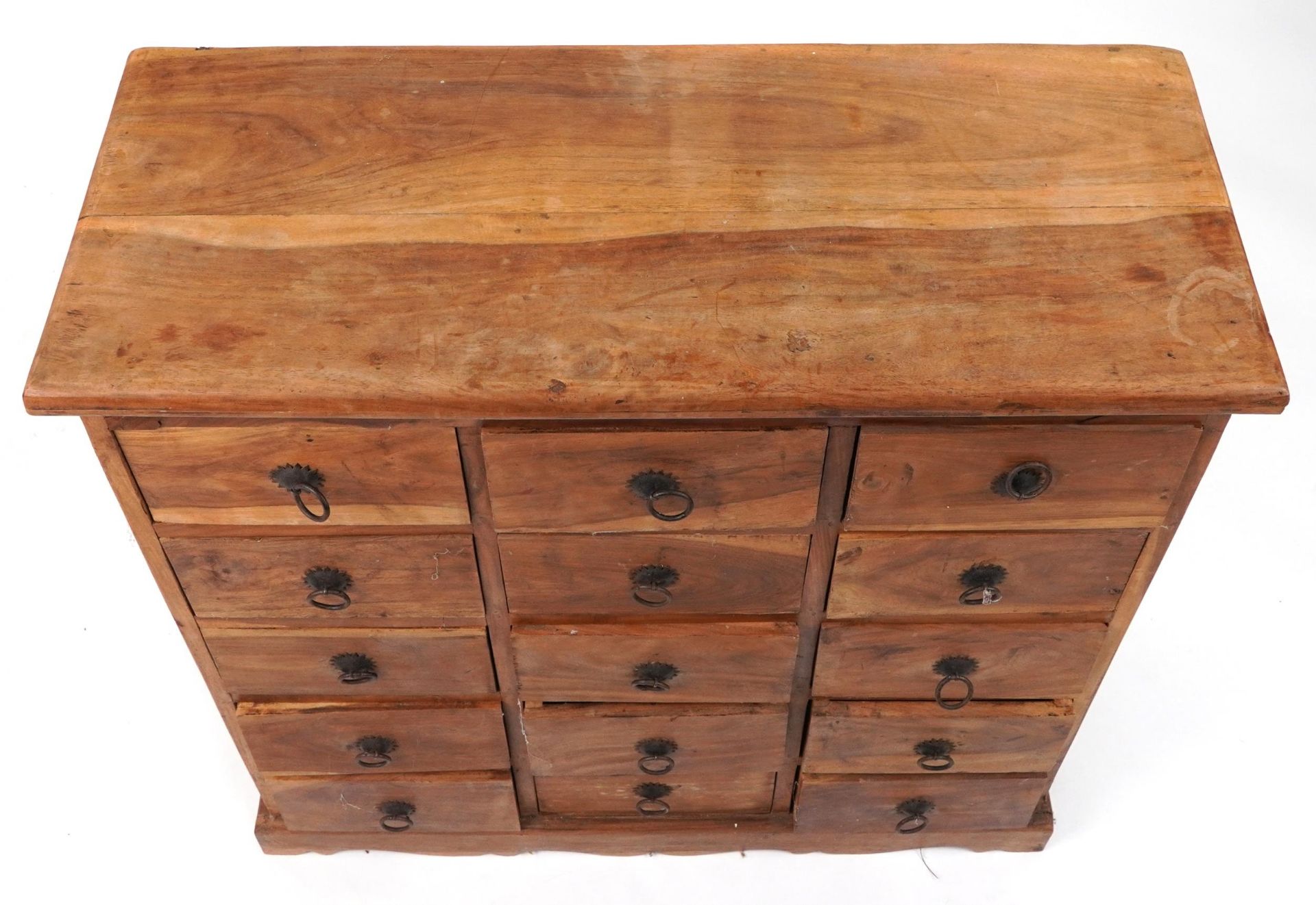 Asian hardwood fifteen drawer haberdashery chest, 89cm H x 88cm W x 36cm D : For further information - Image 3 of 4