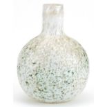 Oiva Toikka for Nuutajarvi, mid century Finnish white overlaid speckled art glass vase with paper