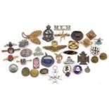 Military and other pin badges, lapels and buttons, some silver including The Rangers, Young League