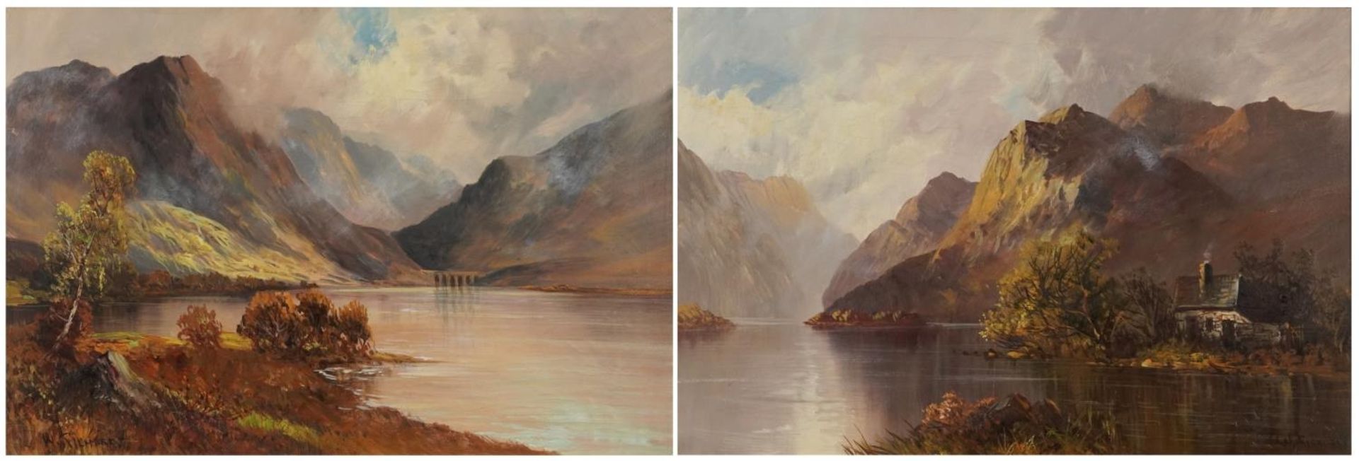 Glen Ogle and Dunkeld, Pair of 19th century Scottish school oil on canvases, indistinctly signed,