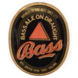 Vintage oval Bass Ale on Draught enamel advertising sign, 46cm x 36cm : For further information on