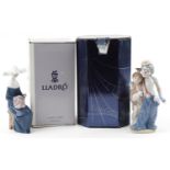 Two Lladro figures with boxes comprising Pals Forever 7686 and Time to Sew 05501, the largest 22.5cm