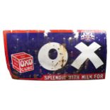 Unusually large vintage Oxo Concentrated Beef Cubes enamel advertising sign, 230cm x 122cm : For