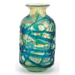 Attributed to Mdina, art glass vase with blue trailed decoration, 21cm high : For further