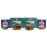 Four Lilliput Lane model cottages with boxes comprising Reflections of Jade, Hestercombe Gardens,