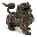 Chinese patinated bronze incense burner in the form of a qilin, 20cm in length : For further