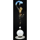 Istvan Komaromy, Art Deco style lamp blown glass figure of a nude female, 34cm high : For further