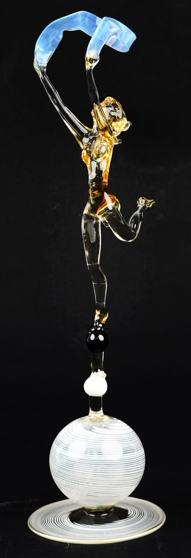 Istvan Komaromy, Art Deco style lamp blown glass figure of a nude female, 34cm high : For further