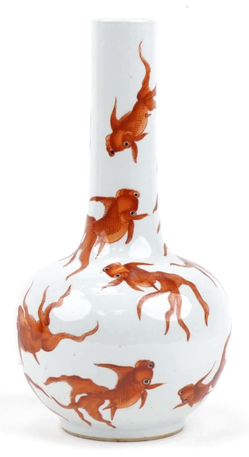 Chinese porcelain vase hand painted in iron red with goldfish, 36cm high : For further information - Bild 3 aus 6