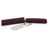 Two silver propelling pencils with cases comprising Yard-O-Led and Yard-O-Lett : For further