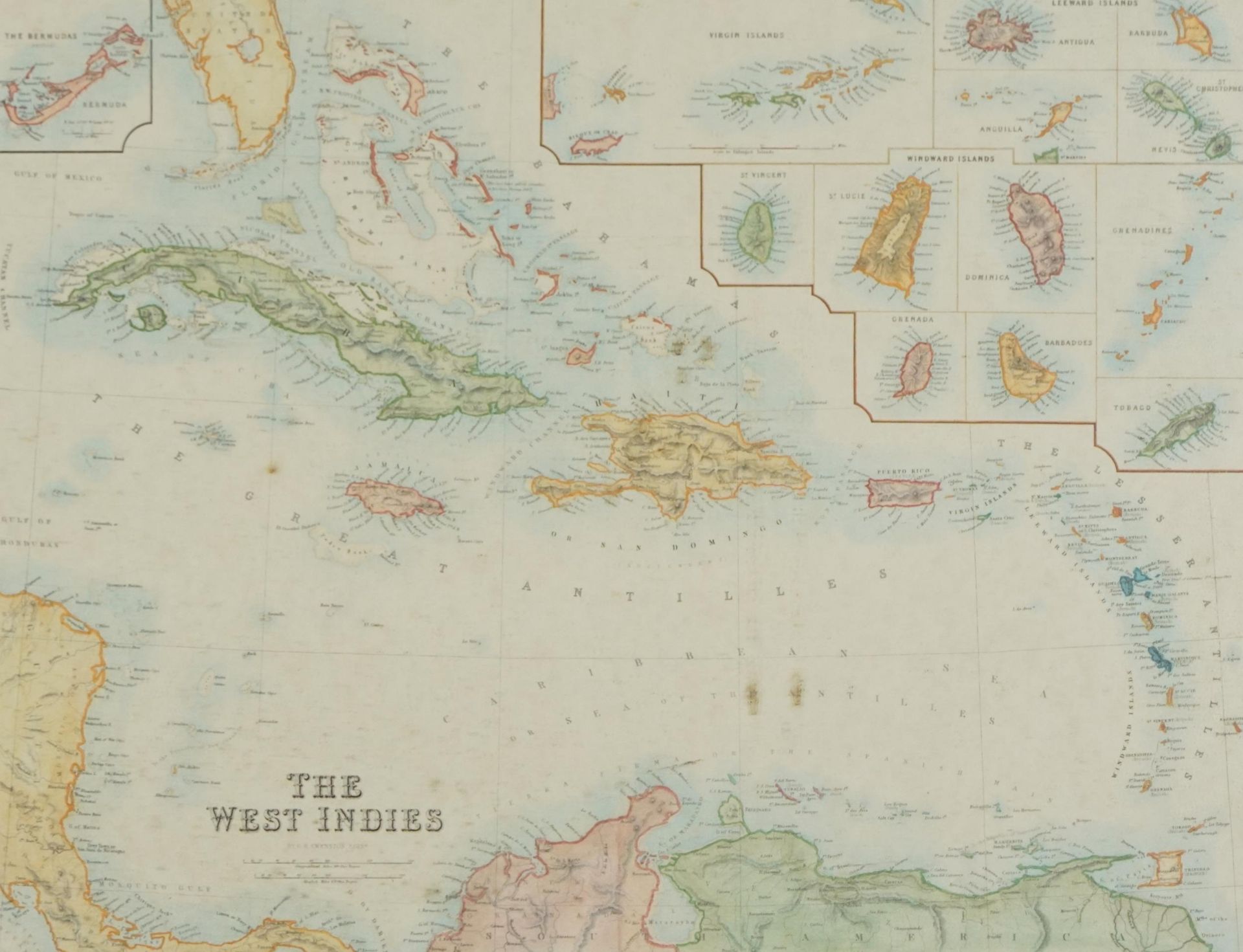 Two antique hand coloured maps comprising The West Indies by G H Swanston and a French example - Image 5 of 7