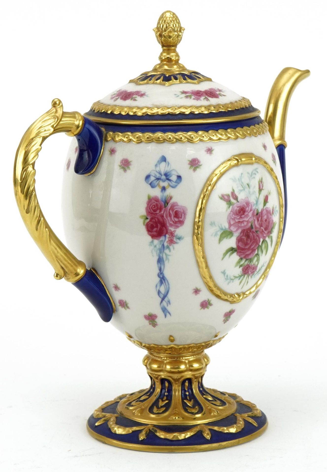 Franklin Mint House of Faberge Faberge Egg Imperial porcelain teapot, 24cm high : For further - Image 2 of 3