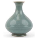 Chinese porcelain vase having a duck's egg type glaze, 21cm high : For further information on this