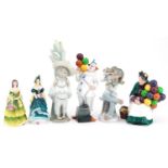 Six collectable figures including Royal Doulton Balloon Clown HN2894, Royal Doulton The Old